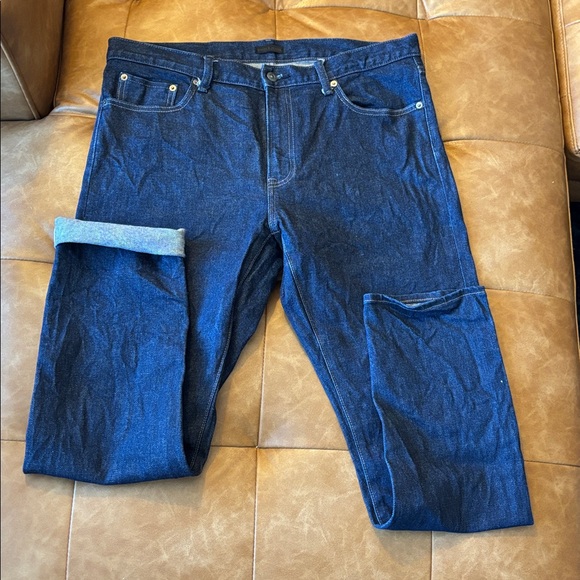 Uniqlo Stretch Selvedge Slim Jeans in Navy - Picture 2 of 6